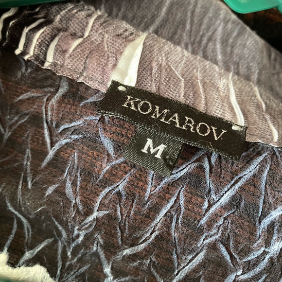 Komarov Beautiful Unique Abstract Sheer Button Down Long Sleeve Blouse, Sz M - Picture 15 of 16